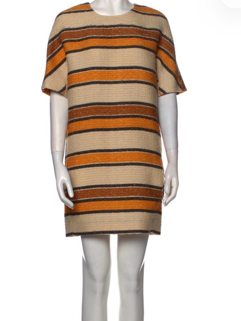 Chloe Beige, Orange and Brown Striped Mini Dress